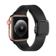 For Apple Watch SE 2023 44mm Fold Magnetic Square Buckle PU Silicone Watch Band(Black) - Watch Bands by PMC TechLife | Online Shopping South Africa | PMC TechLife | Buy Now Pay Later Mobicred