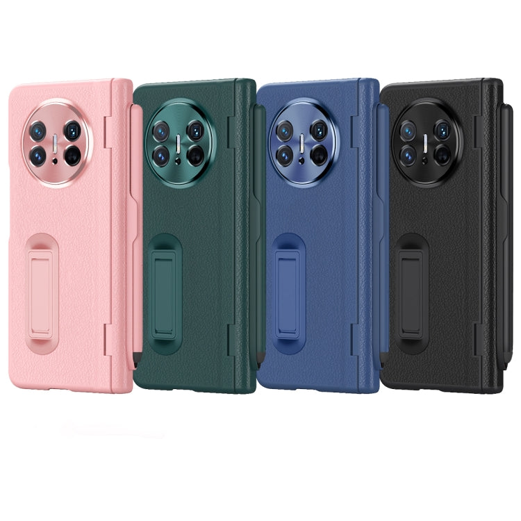 For Huawei  Mate X5 Integrated Film Plain Leather Phone Case with Pen(Green)