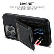 For iPhone 16 Pro Suteni H03 Litchi Leather Card Bag Stand Back Phone Case(Black)
