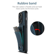 For iPhone 16 Pro Suteni H03 Litchi Leather Card Bag Stand Back Phone Case(Blue)
