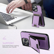 For iPhone 16 Plus Suteni H03 Litchi Leather Card Bag Stand Back Phone Case(Purple)