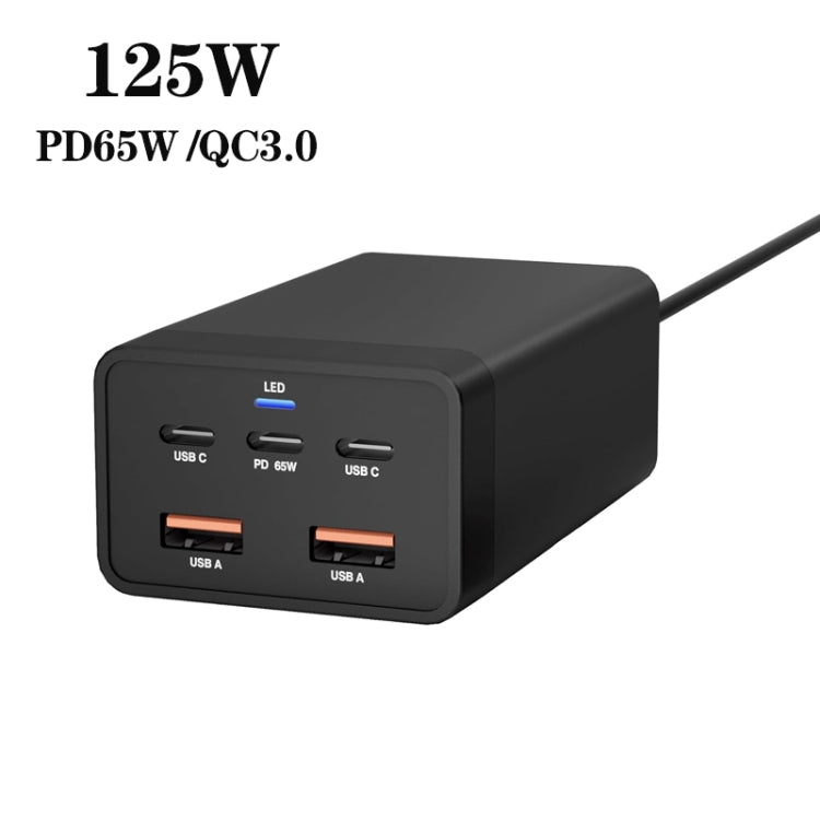 GAN 125W PD65W Dual Type-C + QC3.0 USB Multi Compatible Notebook Adapter UK Plug