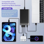 GAN 125W PD65W Dual Type-C + QC3.0 USB Multi Compatible Notebook Adapter AU Plug