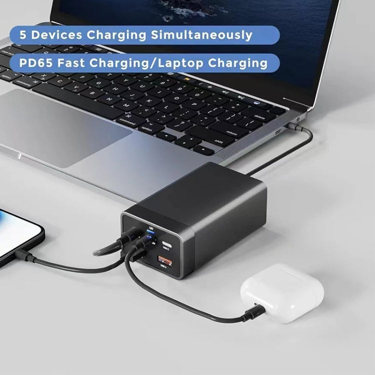 GAN 125W PD65W Dual Type-C + QC3.0 USB Multi Compatible Notebook Adapter AU Plug