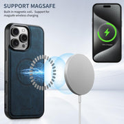 For iPhone 16e Suteni H17 Litchi Texture Leather MagSafe Detachable Wallet Phone Case(Blue)