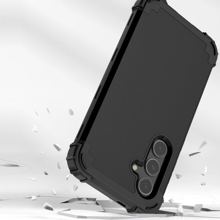 For Samsung Galaxy S24 5G 3 in 1 Silicone Hybrid PC Shockproof Phone Case(Black)