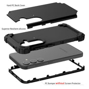 For Samsung Galaxy S24 5G 3 in 1 Silicone Hybrid PC Shockproof Phone Case(Black)