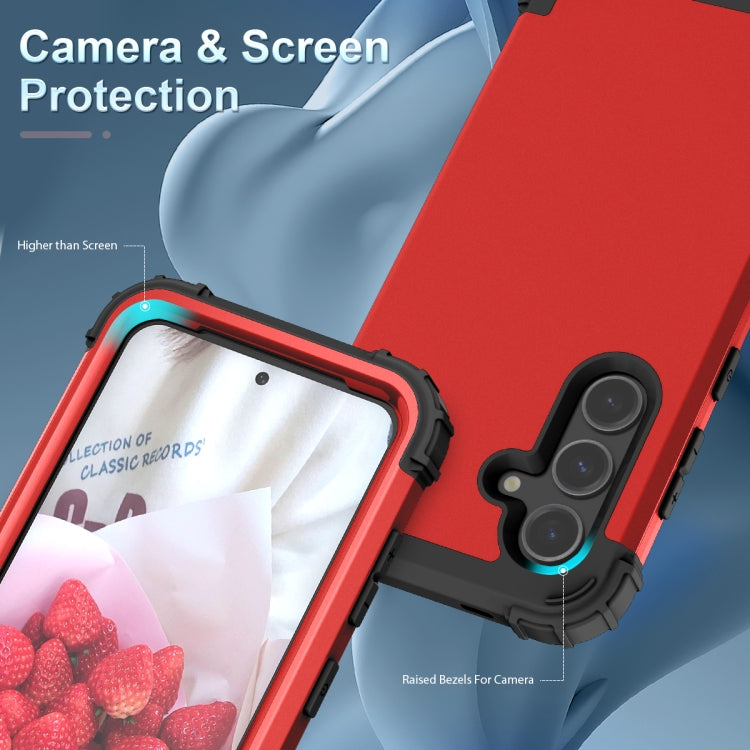 For Samsung Galaxy S24+ 5G 3 in 1 Silicone Hybrid PC Shockproof Phone Case(Red)