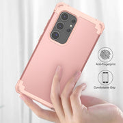 For Samsung Galaxy S24 Ultra 5G 3 in 1 Silicone Hybrid PC Shockproof Phone Case(Rose Gold)