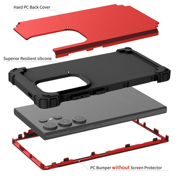 For Samsung Galaxy S24 Ultra 5G 3 in 1 Silicone Hybrid PC Shockproof Phone Case(Red)