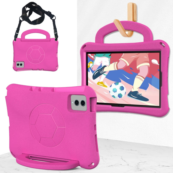 For Samsung Galaxy Tab S9 FE 11 X510 2023 Handle Football Shaped EVA Shockproof Tablet Case(Rose Red)