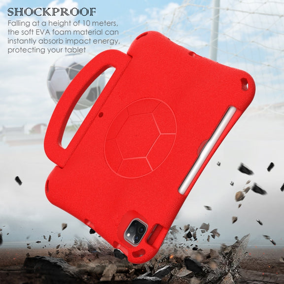 For iPad Air 11 2024 Handle Football Shaped EVA Shockproof Tablet Case(Red)