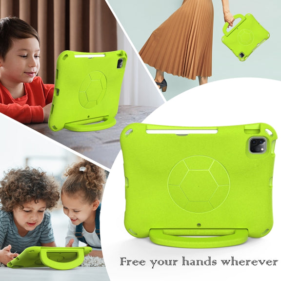 For iPad Pro 11 2024 Handle Football Shaped EVA Shockproof Tablet Case(Grass Green)