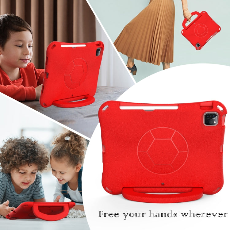 For iPad Pro 11 2024 Handle Football Shaped EVA Shockproof Tablet Case(Red)