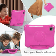 For iPad Pro 11 2024 Handle Football Shaped EVA Shockproof Tablet Case(Rose Red)