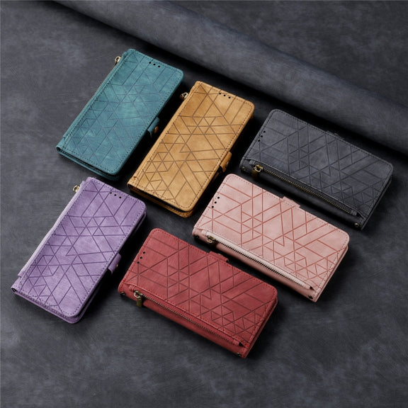 For Google Pixel 9 Geometric Zipper Wallet Side Buckle Leather Phone Case(Red)