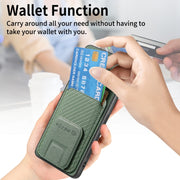 For OPPO Reno6 Pro 5G Carbon Fiber Card Bag Fold Stand Phone Case(Green)