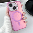 For iPhone 14 MagSafe Lens Holder PC Hybrid TPU Phone Case(Pink) - iPhone 14 Cases by PMC TechLife | Online Shopping South Africa | PMC TechLife
