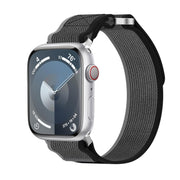 For Apple Watch Ultra 2 49mm Double Hook and Loop Faster Nylon Watch Band(Black+Grey)