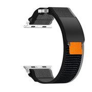 For Apple Watch Ultra 2 49mm Double Hook and Loop Faster Nylon Watch Band(Black+Grey)