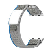For Apple Watch SE 2023 40mm Double Hook and Loop Faster Nylon Watch Band(Blue+Grey)