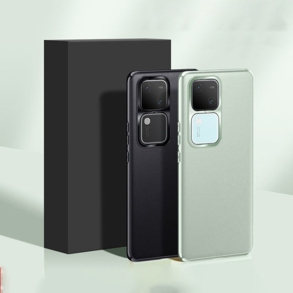 For vivo S18 Pro Plain-Leather All-inclusive Shockproof Phone Case(Black)