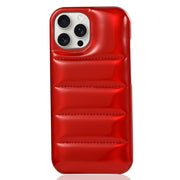 For iPhone 15 Pro Laser Aurora Down Jacket All-inclusive Phone Case(Red)