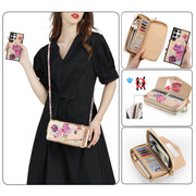 For Samsung Galaxy S24 5G Flower Multi-functional Crossbody Zipper Wallet Leather Phone Case(Yellow)
