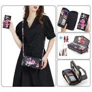 For Samsung Galaxy S24 Ultra 5G Flower Multi-functional Crossbody Zipper Wallet Leather Phone Case(Black)
