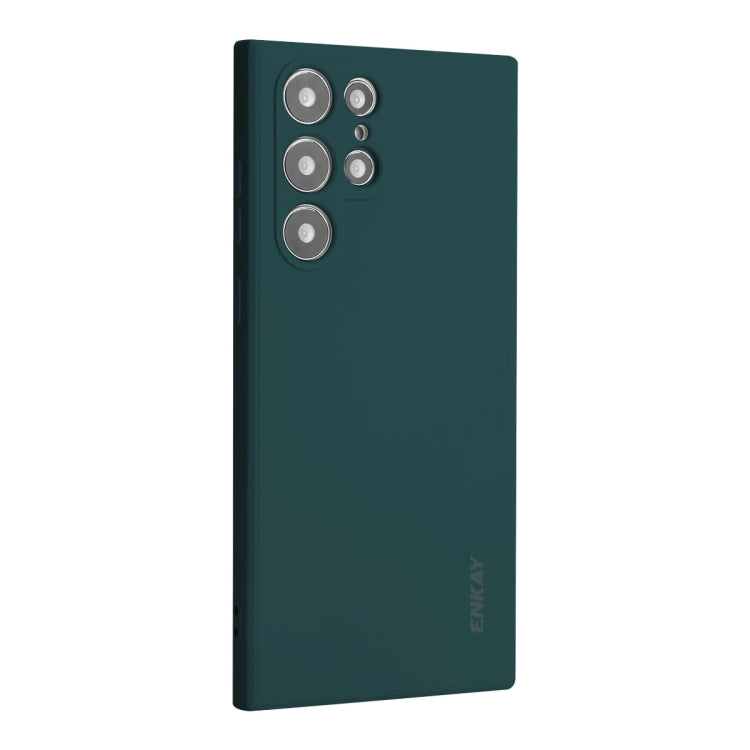 For Samsung Galaxy S25 Ultra 5G ENKAY Liquid Silicone Soft Shockproof Phone Case(Dark Green)