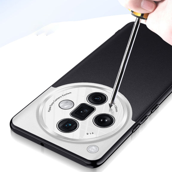 For OPPO Find X7 Plain-leather All-inclusive Shockproof Phone Case(Black)