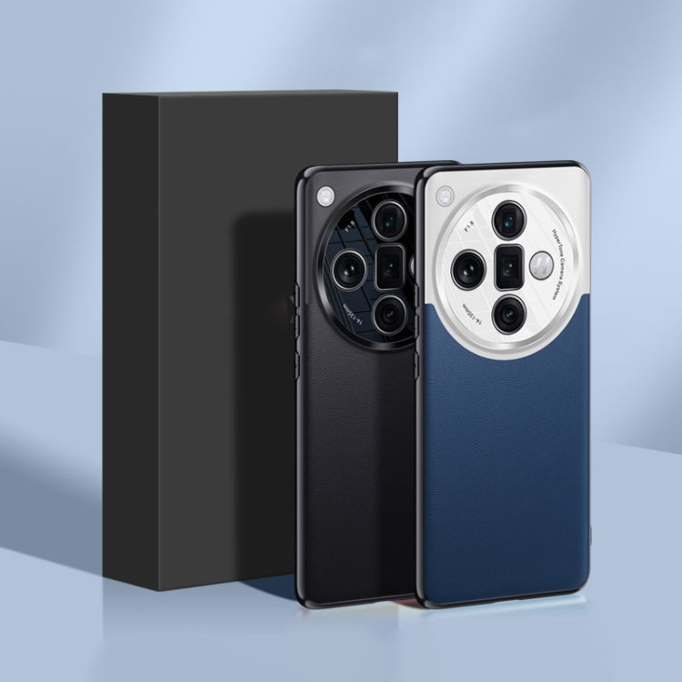 For OPPO  Find X7 Ultra Plain-leather All-inclusive Shockproof Phone Case(Blue)