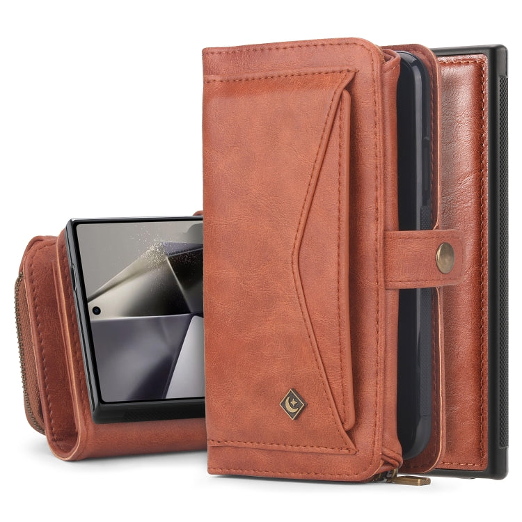 For Samsung Galaxy S24 Ultra 5G Multi-functional Zipper Wallet Leather Phone Case(Orange)