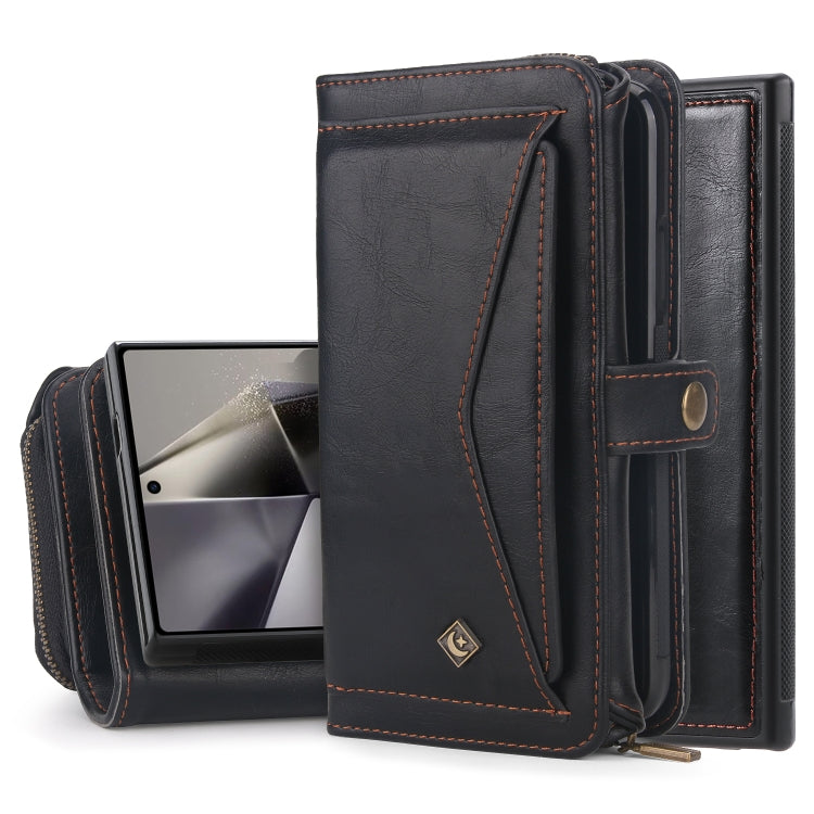 For Samsung Galaxy S24+ 5G Multi-functional Zipper Wallet Leather Phone Case(Black)