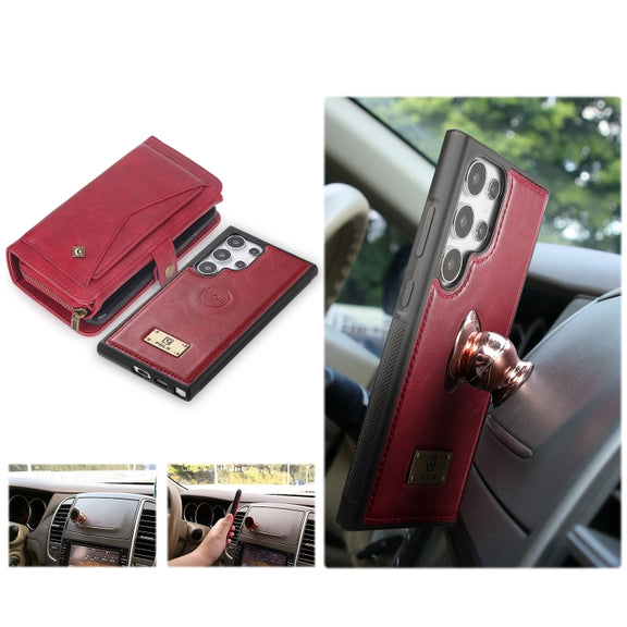 For Samsung Galaxy S24+ 5G Multi-functional Zipper Wallet Leather Phone Case(Red)