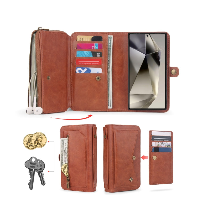 For Samsung Galaxy S24 5G Multi-functional Zipper Wallet Leather Phone Case(Orange)