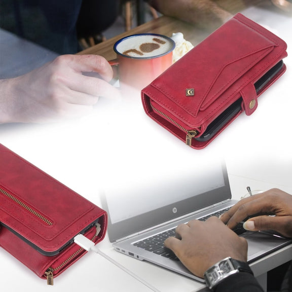 For Samsung Galaxy S24 5G Multi-functional Zipper Wallet Leather Phone Case(Red)
