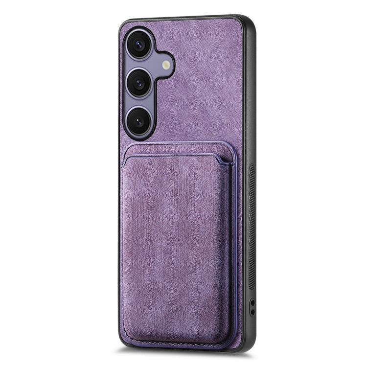 For Samsung Galaxy S25+ 5G Retro Leather Card Bag Magnetic Phone Case(Purple)