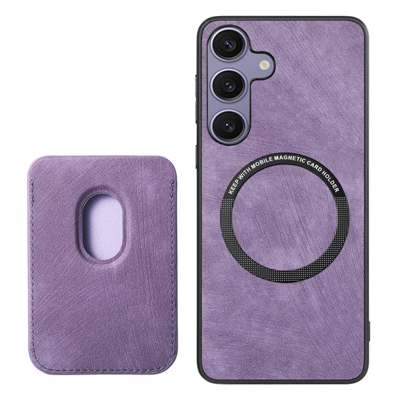 For Samsung Galaxy S25+ 5G Retro Leather Card Bag Magnetic Phone Case(Purple)