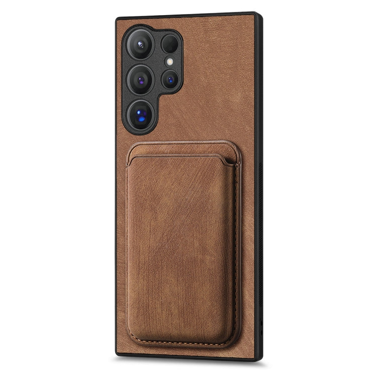 For Samsung Galaxy S25 Ultra 5G Retro Leather Card Bag Magnetic Phone Case(Brown)
