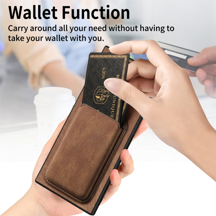 For Samsung Galaxy S25 Ultra 5G Retro Leather Card Bag Magnetic Phone Case(Brown)