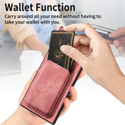 For Samsung Galaxy S25 Ultra 5G Retro Leather Card Bag Magnetic Phone Case(Pink)