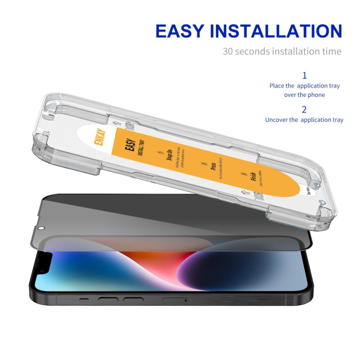 For iPhone 14 / 16e / 13 / 13 Pro ENKAY Easy Install Anti-peeping Privacy Full Screen Tempered Glass Film