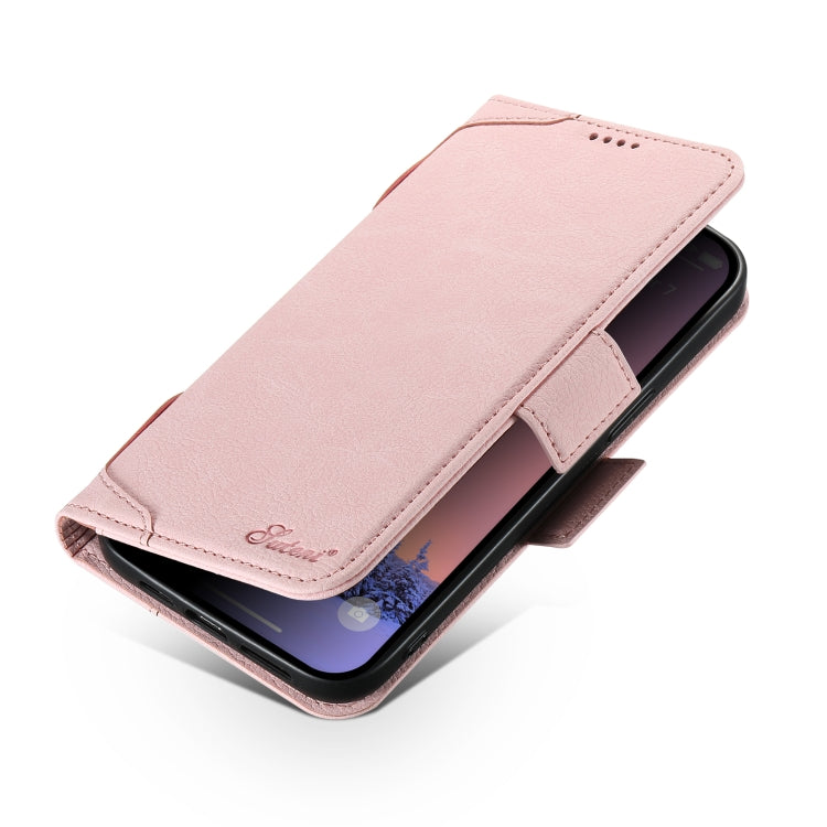 For iPhone 12 / 12 Pro SUTENI J07 Multifunctional Horizontal Flip Magsafe Leather Phone Case(Pink)