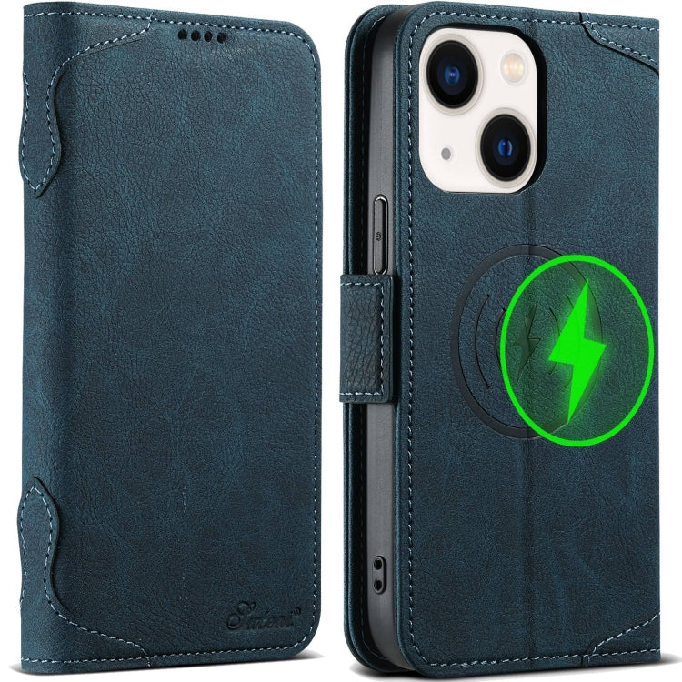 For iPhone 14 SUTENI J07 Multifunctional Horizontal Flip Magsafe Leather Phone Case(Blue)
