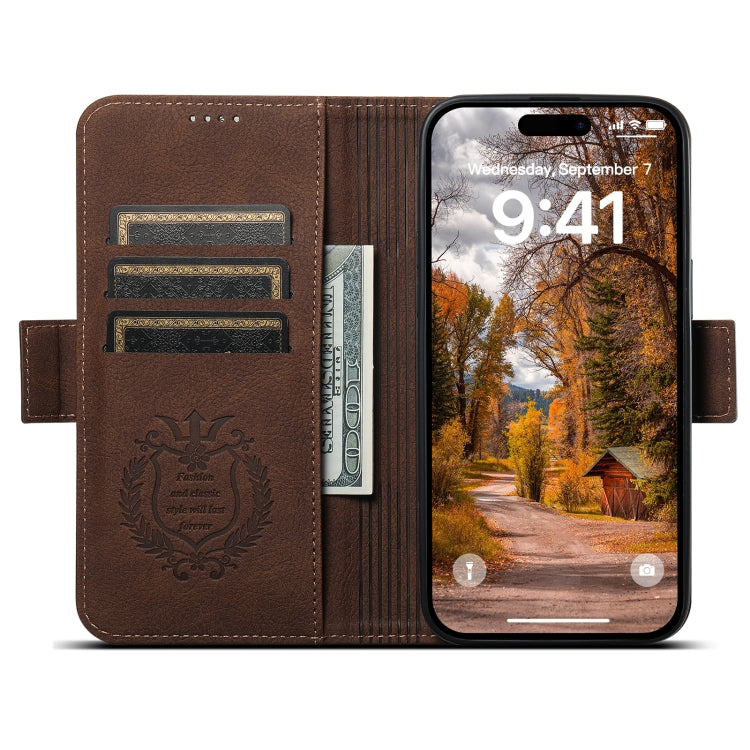 For iPhone 14 Plus SUTENI J07 Multifunctional Horizontal Flip Magsafe Leather Phone Case(Brown)