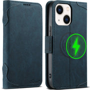 For iPhone 14 Plus SUTENI J07 Multifunctional Horizontal Flip Magsafe Leather Phone Case(Blue)