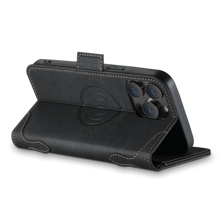 For iPhone 14 Pro Max SUTENI J07 Multifunctional Horizontal Flip Magsafe Leather Phone Case(Black)