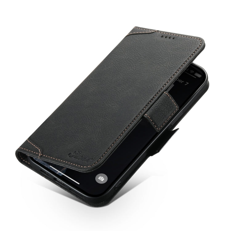 For iPhone 14 Pro Max SUTENI J07 Multifunctional Horizontal Flip Magsafe Leather Phone Case(Black)