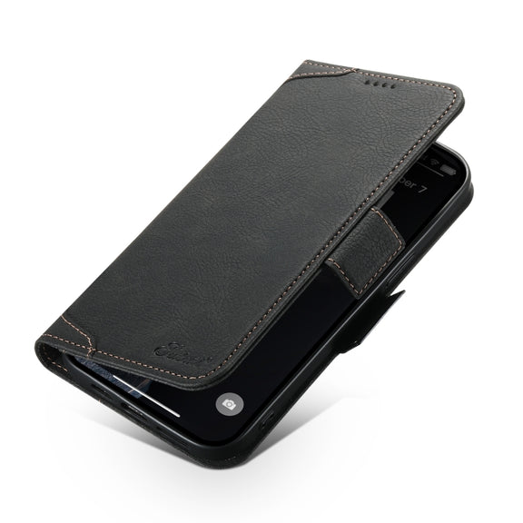 For iPhone 15 Pro Max SUTENI J07 Multifunctional Horizontal Flip Magsafe Leather Phone Case(Black)